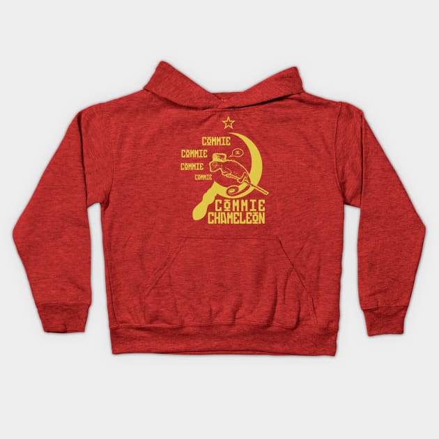 Commie Chameleon (Yellow) Kids Hoodie by Hurmly